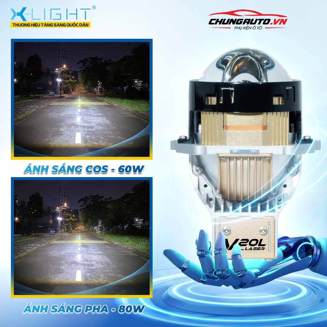 Ánh sáng thực tế của bi laser Xlight V20L 2024 trên đường