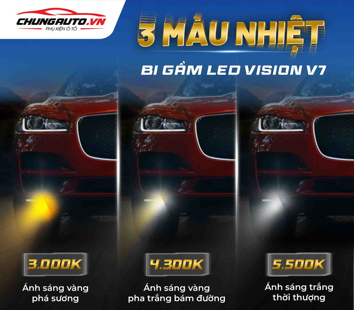 Ba chế độ nhiệt màu của đèn bi gầm Vision V7
