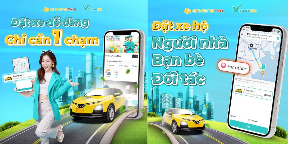 Bạn có thể dễ dàng đặt taxi Én Vàng bằng ứng dụng Xanh SM