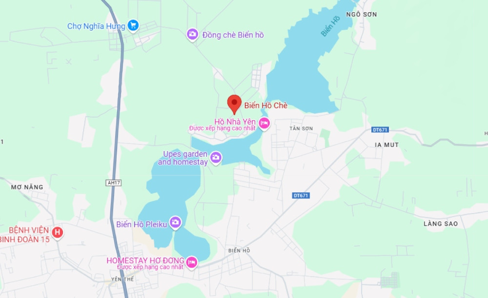 Bản đồ chỉ đường đến Biển Hồ Chè tại Gia Lai