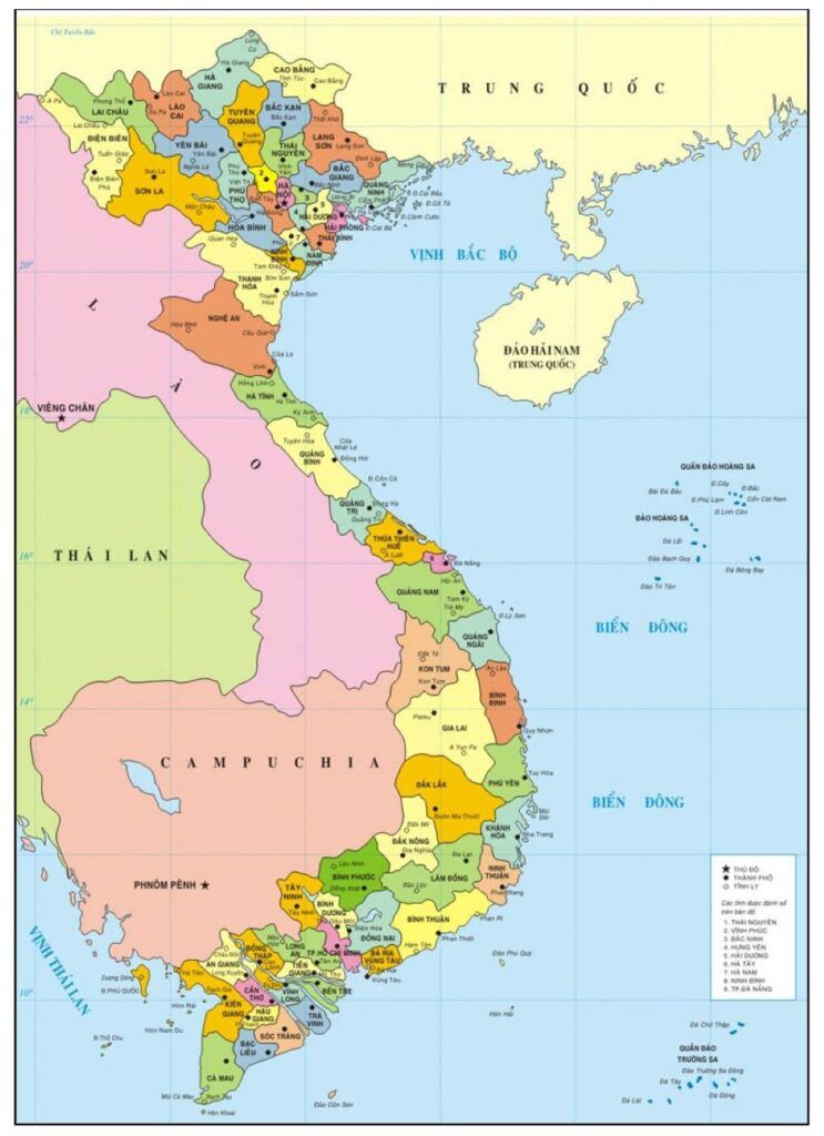 Bản đồ hành chính các tỉnh thành của Việt Nam
