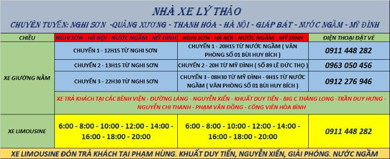 Bản đồ lộ trình và các điểm đón trả khách chi tiết của hãng xe Lý Thảo