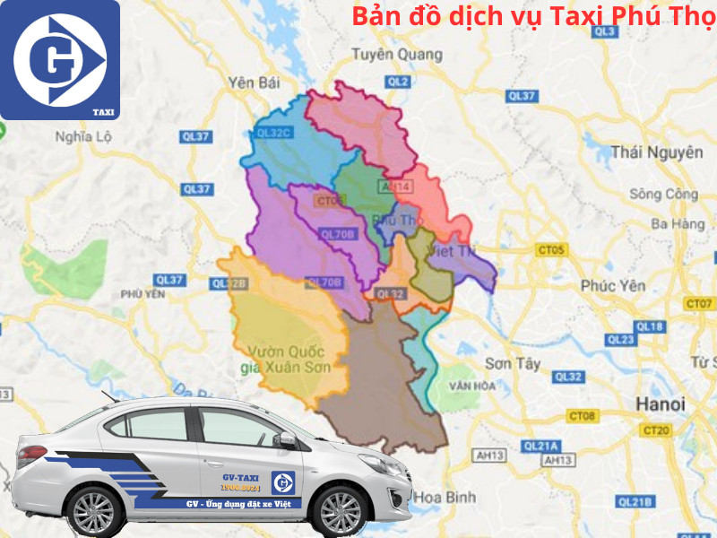 Bản đồ phủ sóng dịch vụ taxi tại Phú Thọ