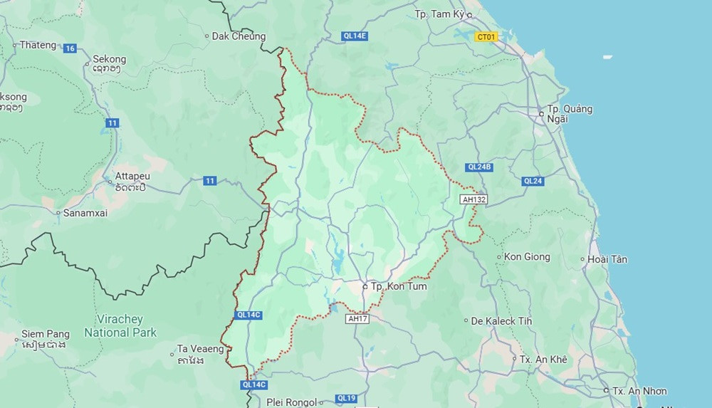 Bản đồ tổng quan Kon Tum trên ứng dụng Google Maps