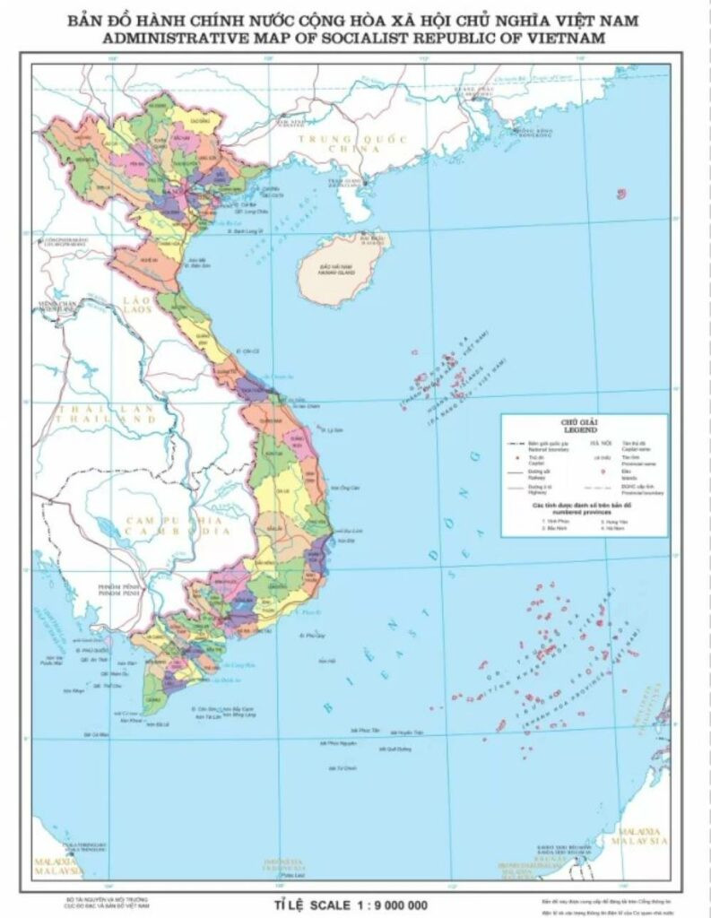 Bản đồ tổng quan Việt Nam, minh họa lãnh thổ quốc gia