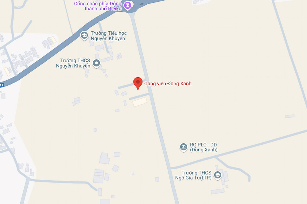 Bản đồ vị trí Công viên Đồng Xanh Gia Lai thuộc xã An Phú, Pleiku