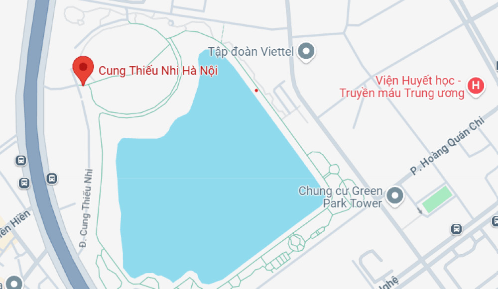 Bản đồ vị trí Cung Thiếu nhi Hà Nội tại 17 Phạm Hùng