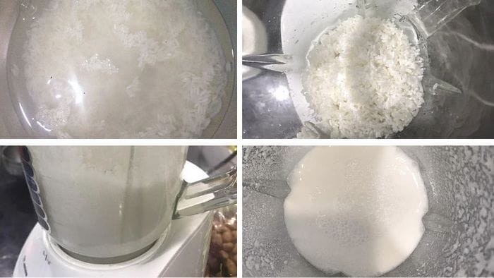 Các bước ngâm và xay gạo làm bánh hỏi