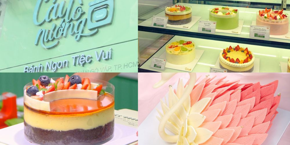 Bánh kem tại Cái Lò Nướng Gò Vấp có vị ngọt nhẹ, cốt mềm mịn và không gây ngán