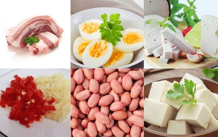 Các nguyên liệu chính để làm món cuốn bánh tráng Bình Định