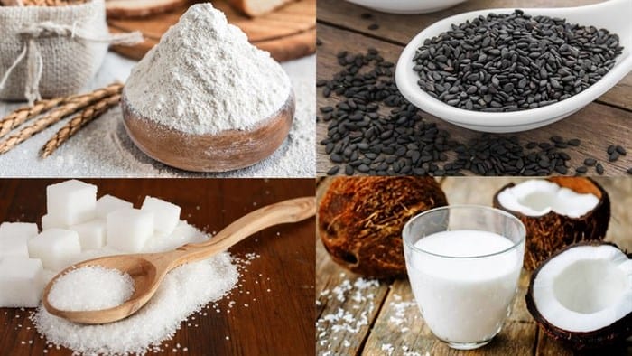 Các nguyên liệu chính để làm bánh tráng mè Bình Định