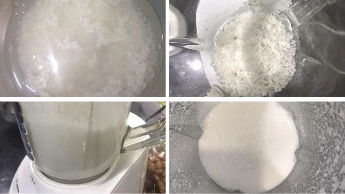 Gạo sau ngâm cần xay cùng nước tạo thành bột nước sánh mịn