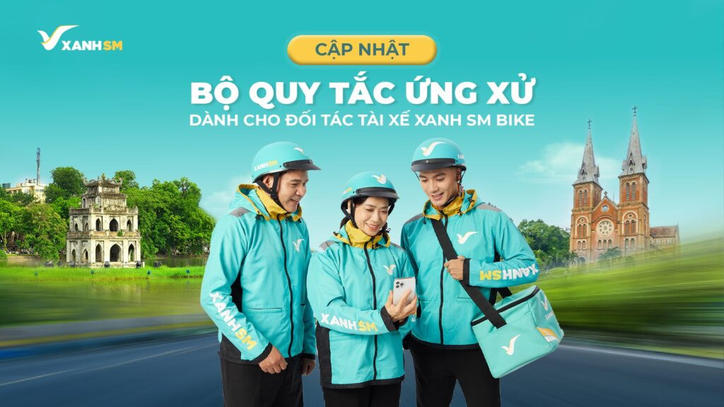 Banner thông báo quy tắc ứng xử mới cho tài xế Xanh SM Bike