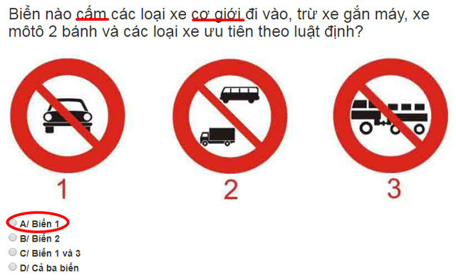 Biển báo cấm xe cơ giới cần lưu ý cho kỳ thi bằng lái xe máy A1