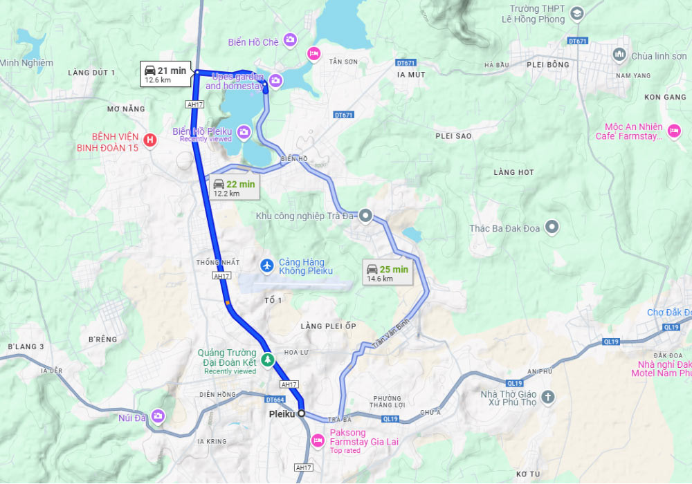 Biển Hồ Pleiku Gia Lai: Gợi ý tuyến đường từ trung tâm thành phố Pleiku đến Biển Hồ