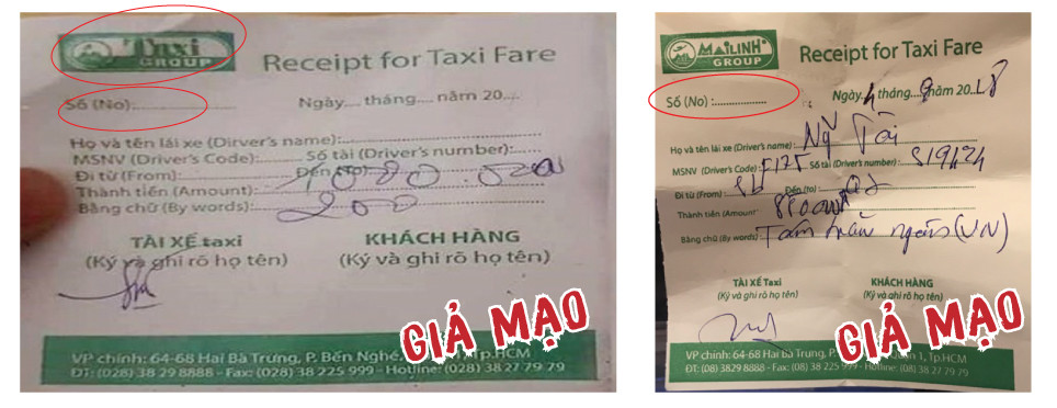 Biên lai cước phí giả mạo thường thấy trên thị trường