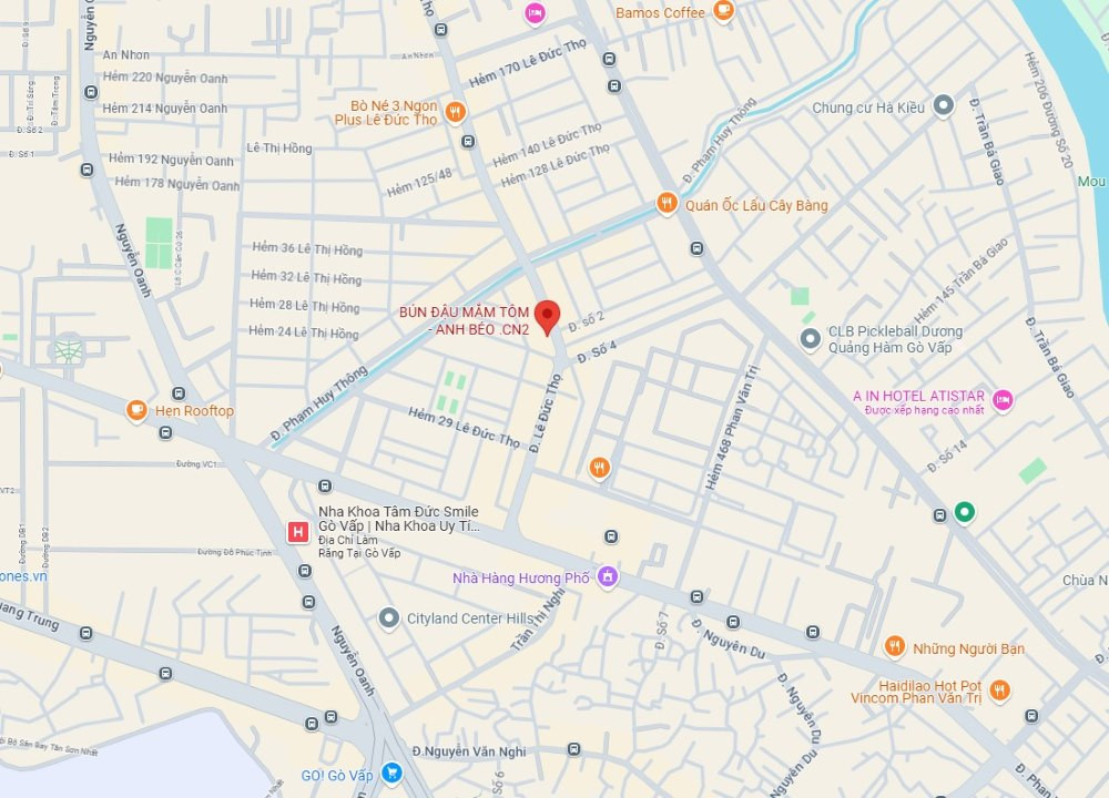 Bún đậu mắm tôm Anh Béo Gò Vấp dễ tìm trên đường Lê Đức Thọ