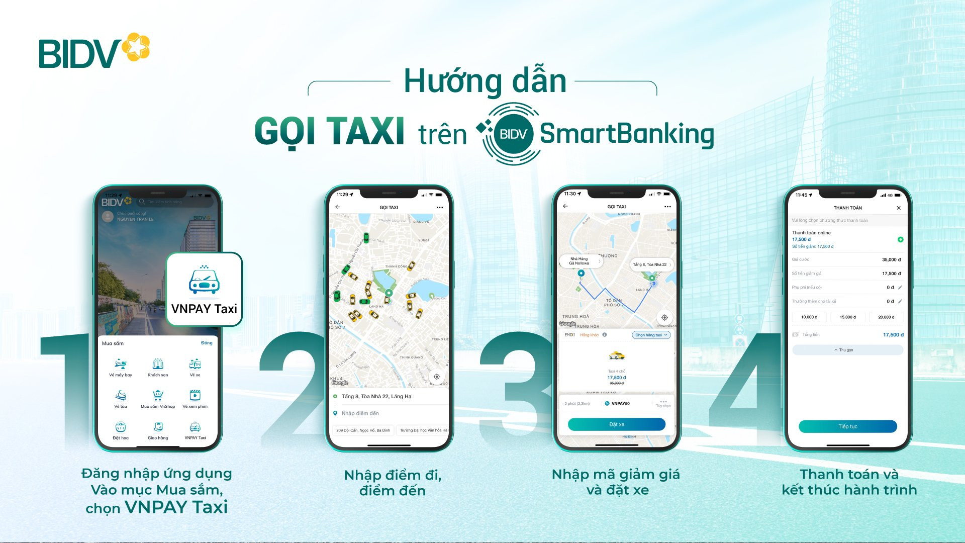 Các bước hướng dẫn đặt taxi điện Đà Lạt qua ứng dụng ngân hàng và ví VNPAY