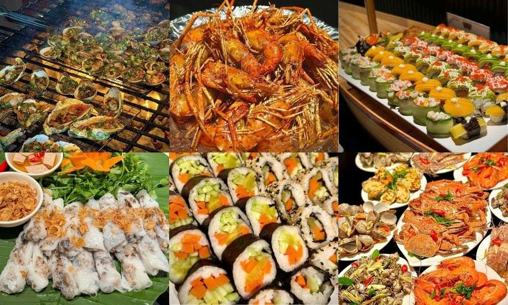 Các món ăn đa dạng từ Á sang Âu tại nhà hàng buffet
