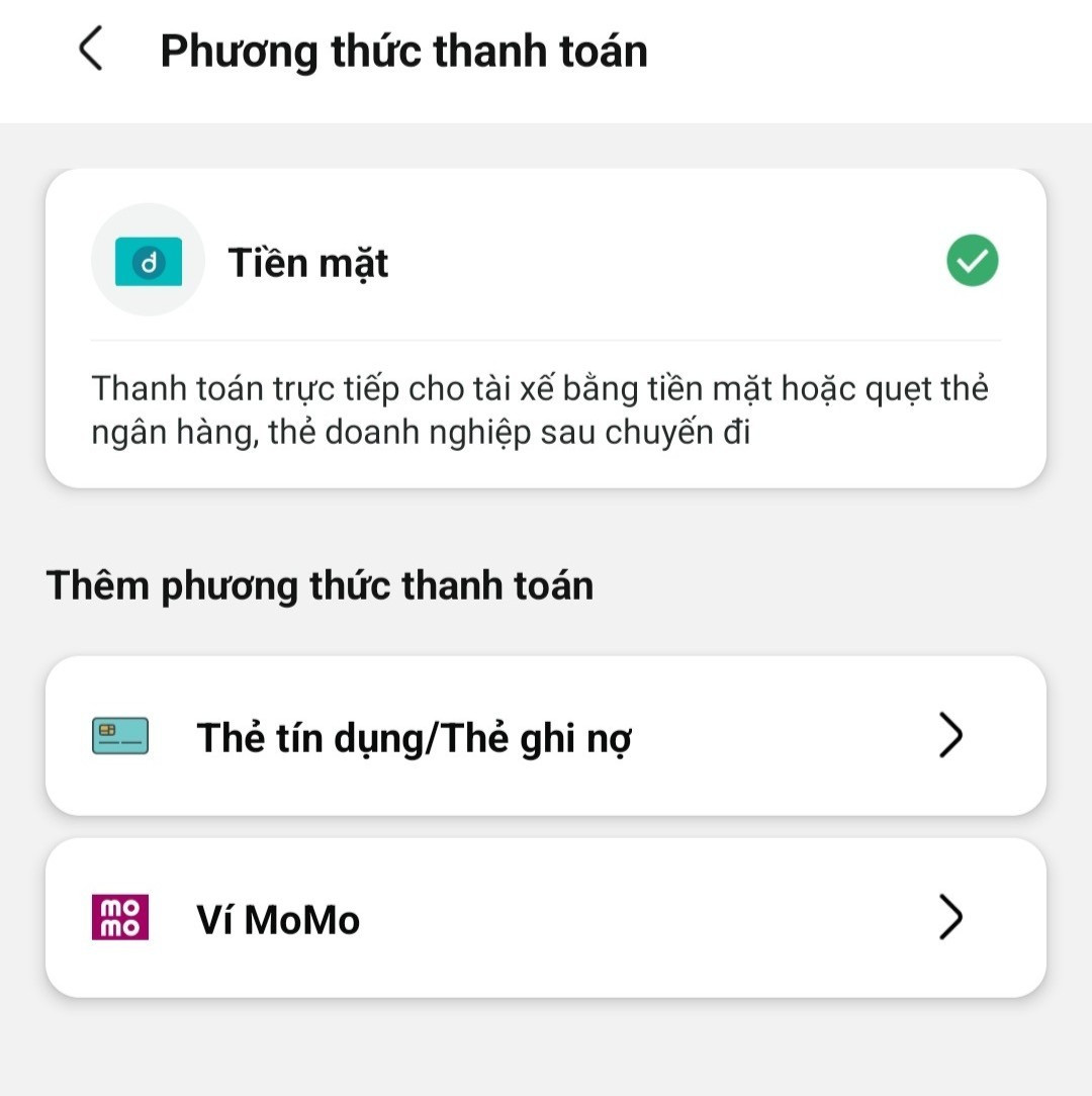 Các phương thức thanh toán khi đặt taxi điện Vinfast