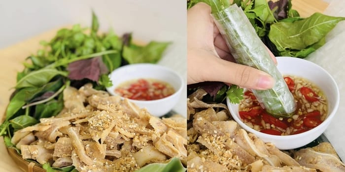 Ăn cùng rau sống, chấm với mắm chua ngọt