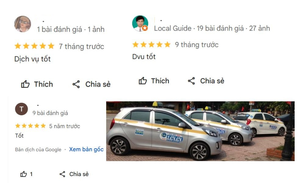 Chất lượng cao của Taxi Sao Mai Bắc Giang