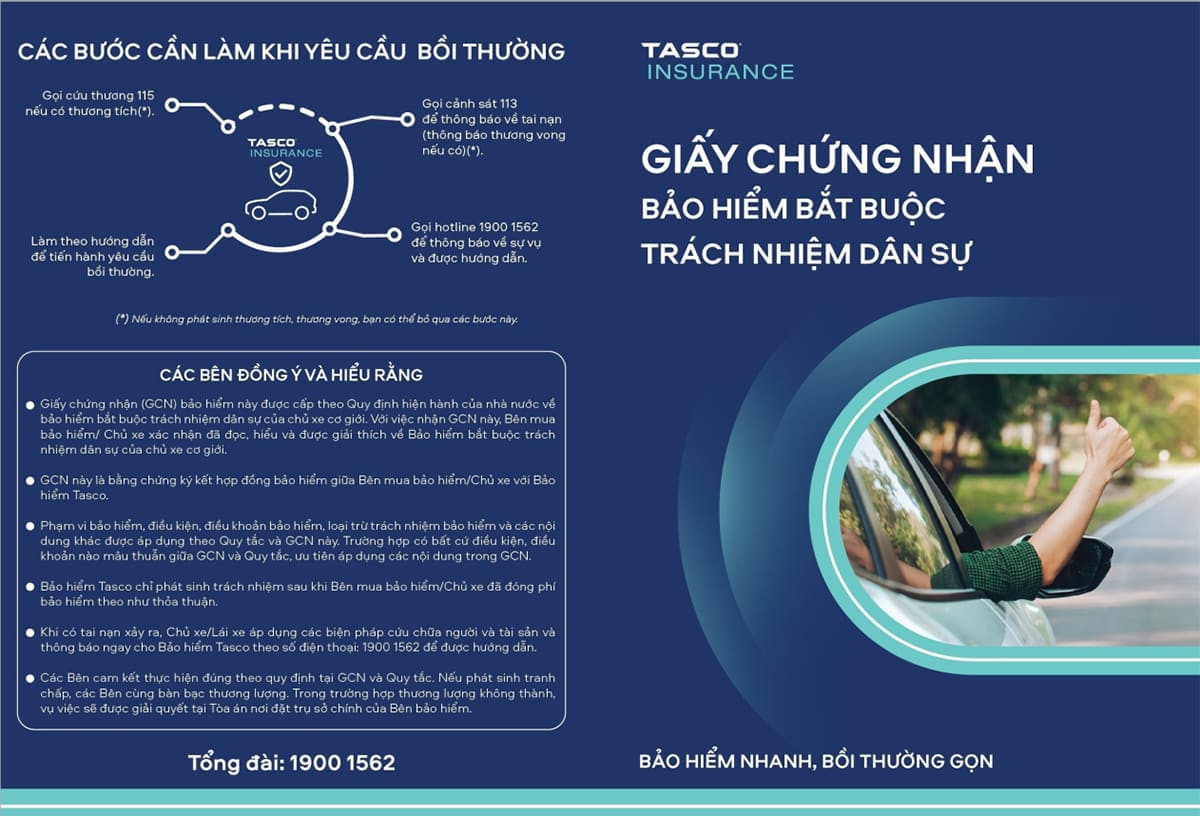 Chi tiết một mẫu giấy chứng nhận bảo hiểm xe ô tô bắt buộc trách nhiệm dân sự