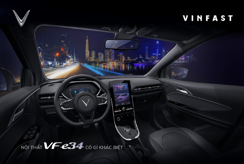 Chi tiết nội thất xe VinFast VF e34 được mô phỏng trong thực tế ảo