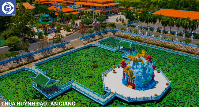 Chùa Huỳnh Đạo với quần thể tượng rồng ấn tượng tại Châu Đốc An Giang