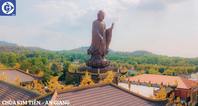 Chùa Kim Tiên với kiến trúc bề thế và tượng Phật A Di Đà cao tại Tịnh Biên An Giang