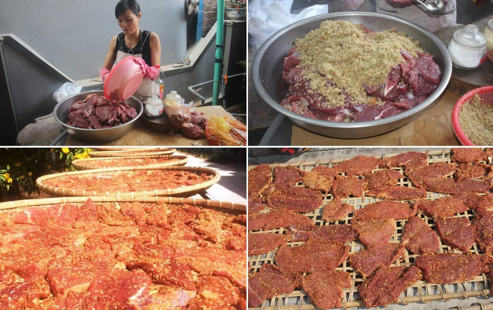 Đặc sản bò một nắng chấm muối kiến vàng Gia Lai, món quà độc đáo