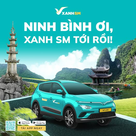Dàn xe taxi điện Xanh SM tại Ninh Bình