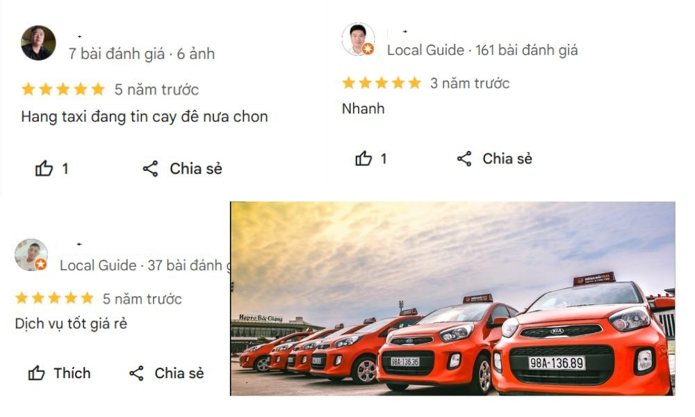 Dàn xe Taxi Hồng Hải được khách hàng đánh giá cao