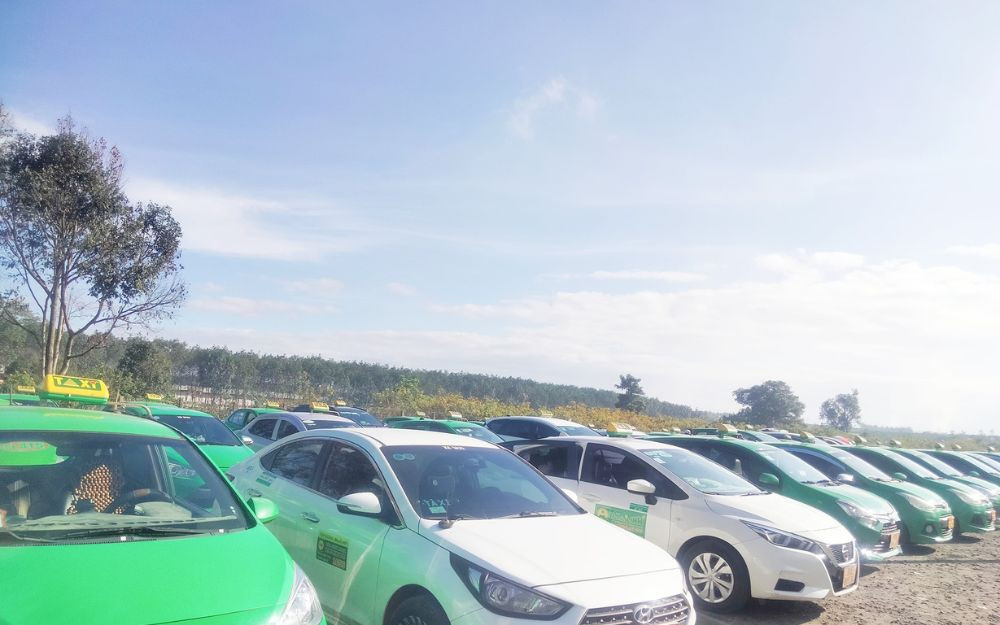 Dàn xe taxi Mai Linh Vĩnh Bảo màu xanh