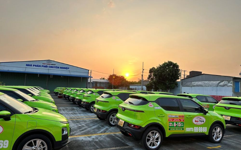 Dàn xe taxi Phú Cường đỗ thành hàng