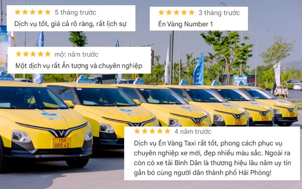 Đánh giá 5 sao cho dịch vụ Taxi Én Vàng Kiến Thụy Hải Phòng