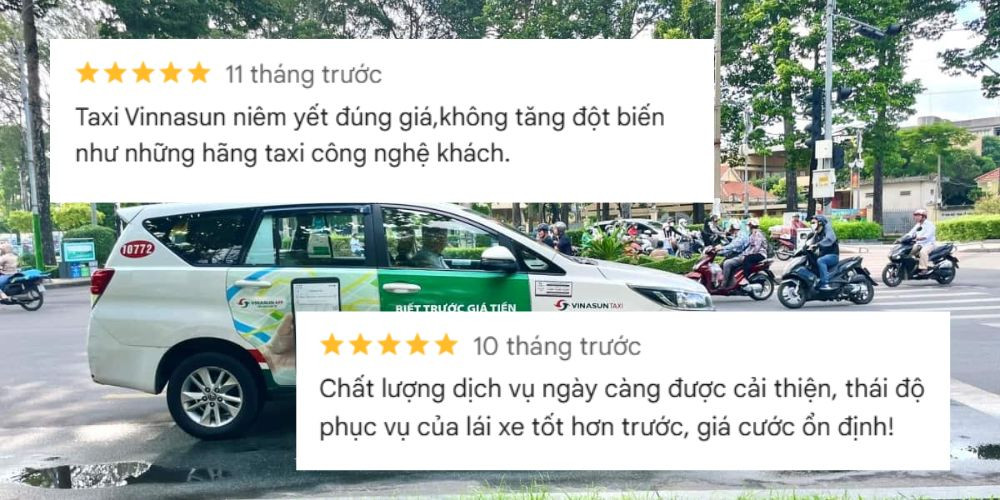 Đánh giá của khách hàng về chất lượng phục vụ của Vinasun, thể hiện sự hài lòng về dịch vụ.