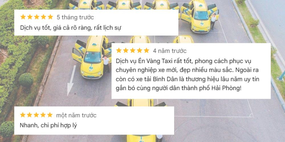 Đánh giá khách hàng về dịch vụ taxi Én Vàng trên Google Maps cho thấy sự hài lòng về chất lượng và sự chuyên nghiệp