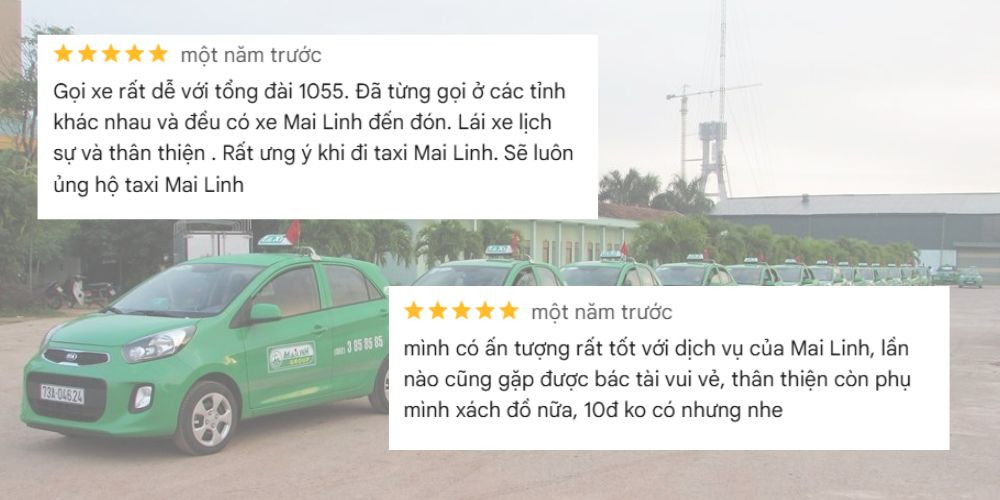 Đánh giá khách hàng về dịch vụ taxi Mai Linh trên Google Maps cho thấy sự hài lòng cao