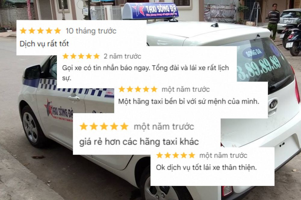 Đánh giá tích cực của khách hàng về chất lượng dịch vụ của Taxi Sông Đà