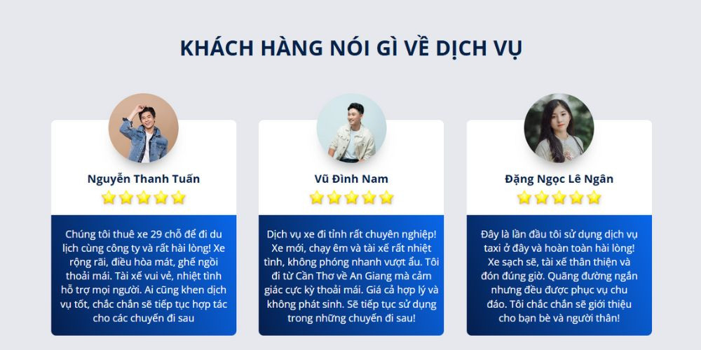 Đánh giá tích cực của khách hàng về dịch vụ taxi Cần Thơ giá rẻ
