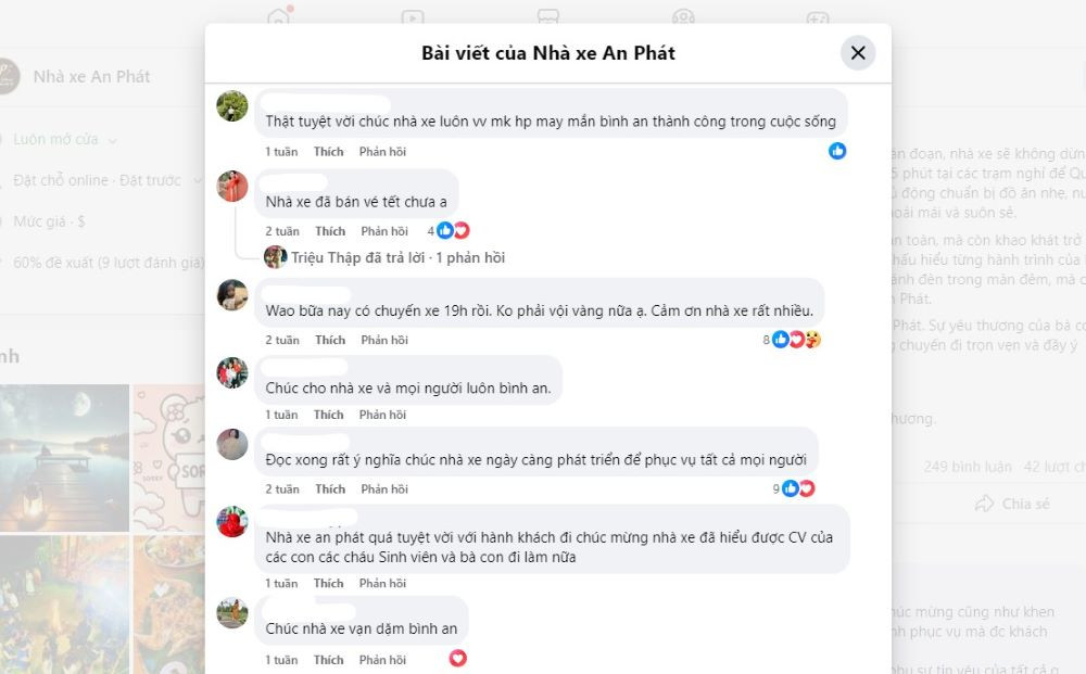 Đánh giá và phản hồi tích cực từ hành khách về dịch vụ của Nhà xe An Phát