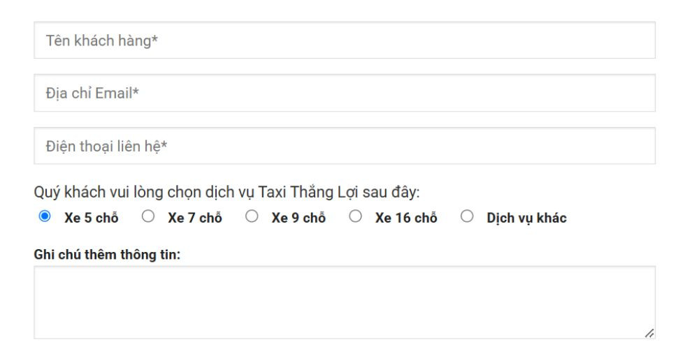 Đặt taxi ở Đà Lạt của Thắng Lợi trực tiếp trên website