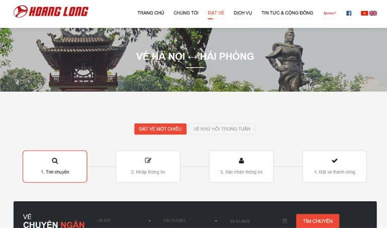 Đặt vé Nhà xe Hoàng Long qua website