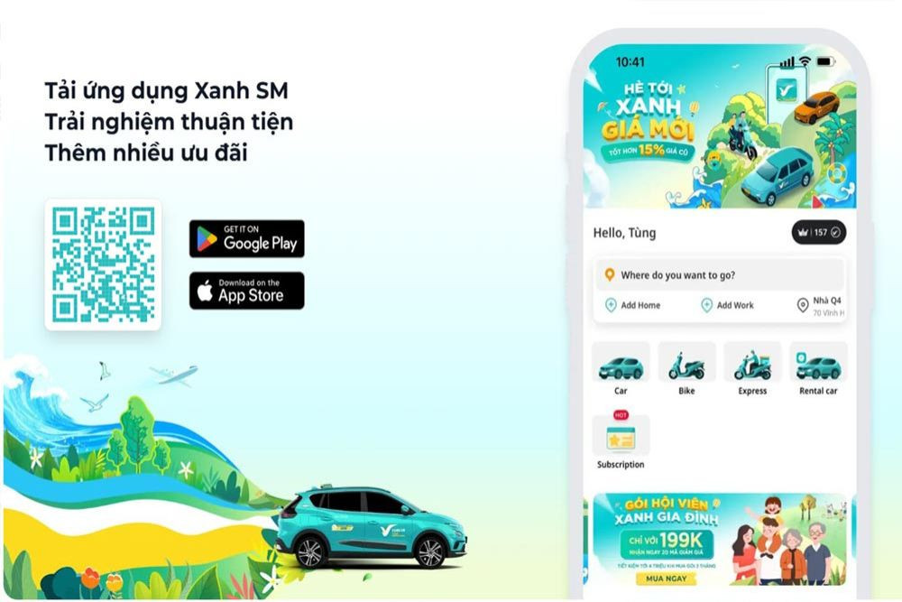 Đặt xe dễ dàng bằng ứng dụng Xanh SM trên điện thoại