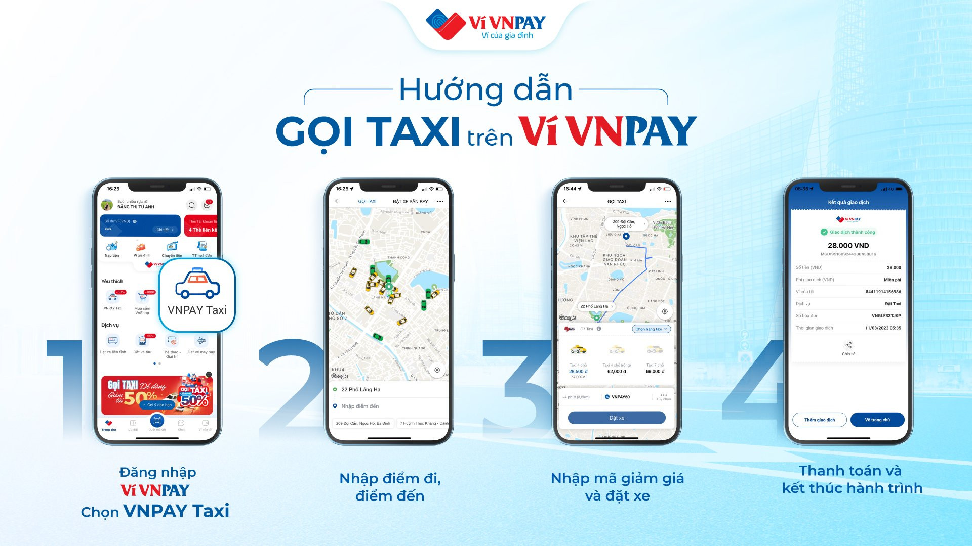 đặt xe taxi Mai Linh qua ứng dụng VNPAY