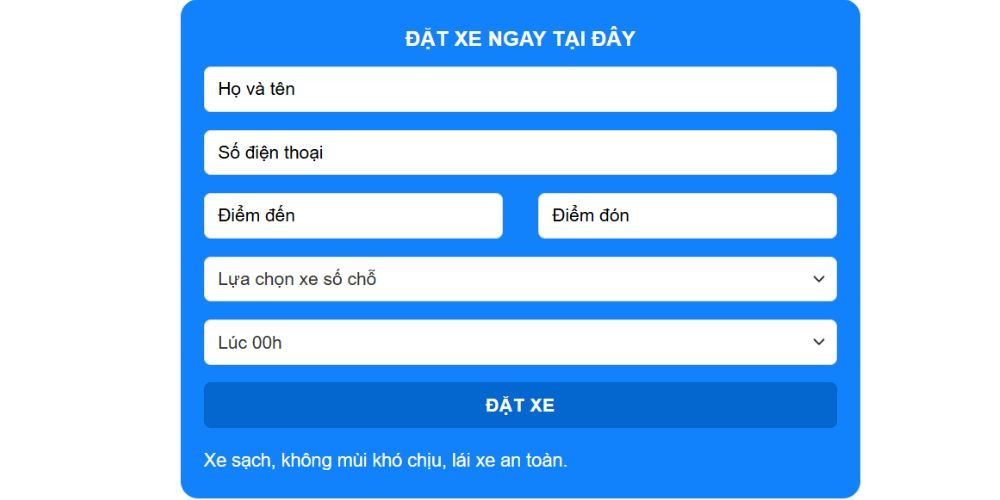 Đặt xe trực tiếp trên website của taxi Bảo Lâm