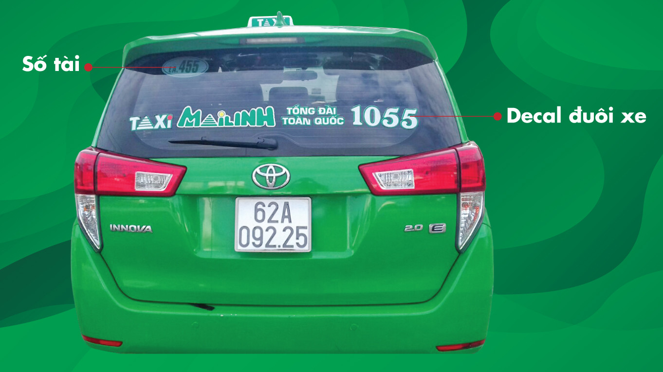 Dấu hiệu nhận biết đuôi xe taxi Mai Linh với tổng đài 1055