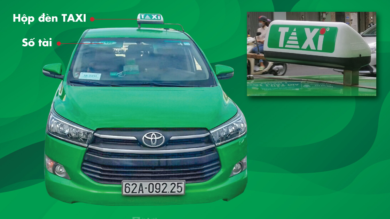 Đèn mào và logo taxi Mai Linh đặc trưng