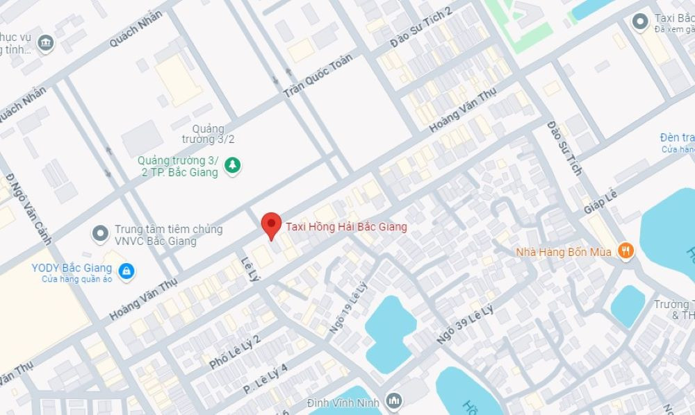 Địa chỉ chi nhánh Taxi Hồng Hải tại trung tâm thành phố Bắc Giang